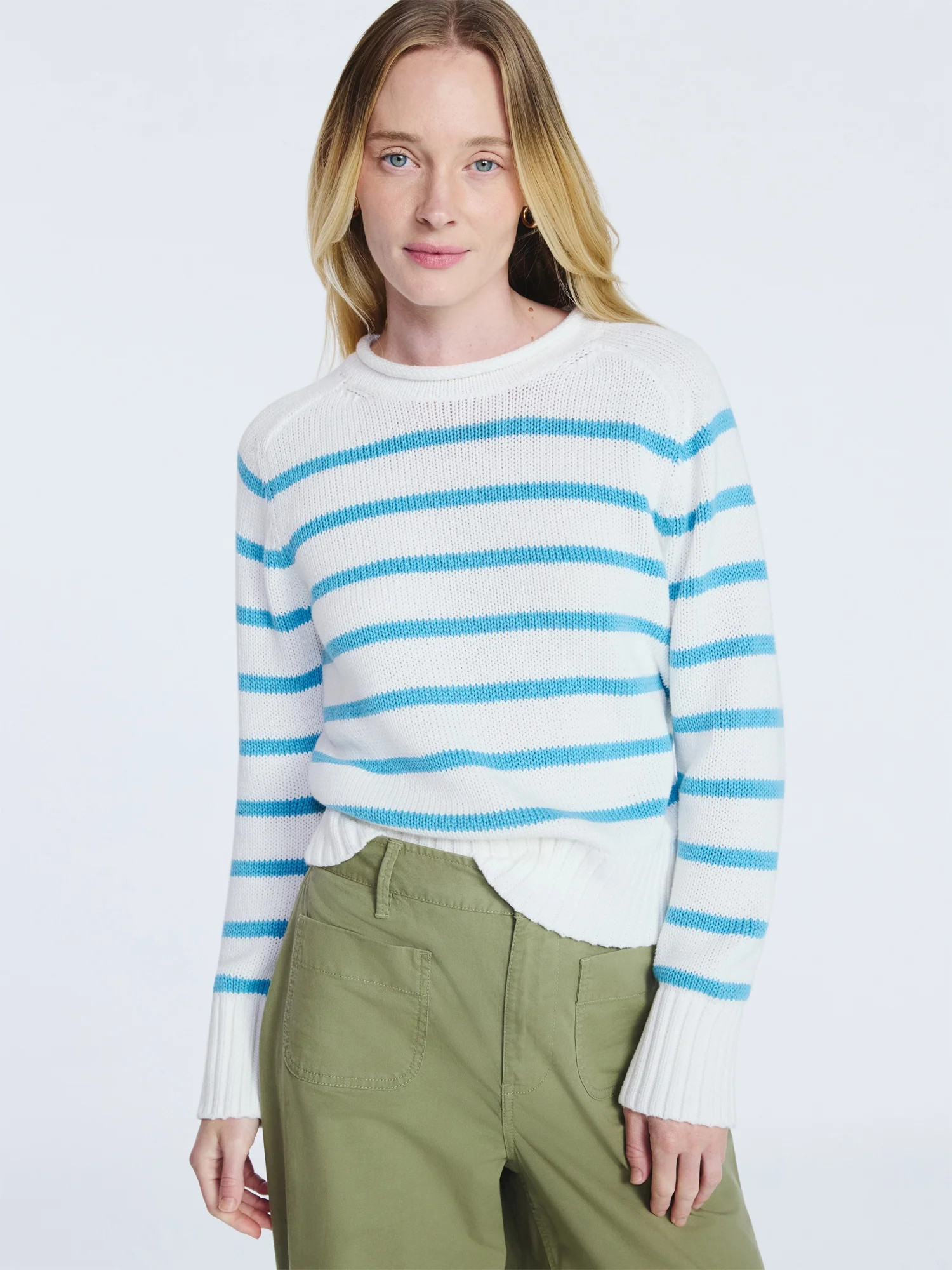 Free Assembly Women’s Saddle Shoulder Roll Neck Cotton Sweater with Long Sleeves, Sizes XS-XXL | Walmart (US)