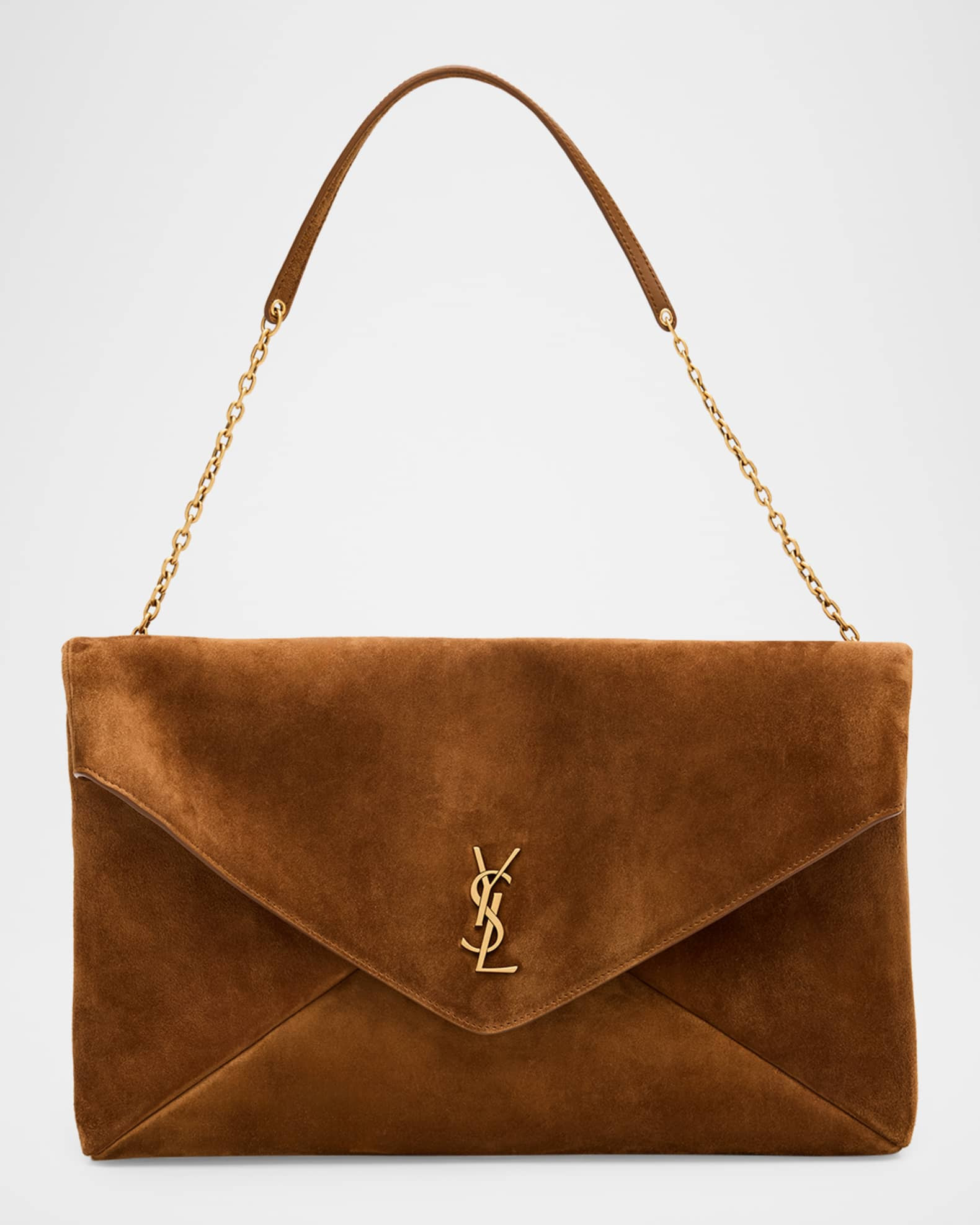 YSL Envelope Flap Shoulder Bag in Suede | Neiman Marcus