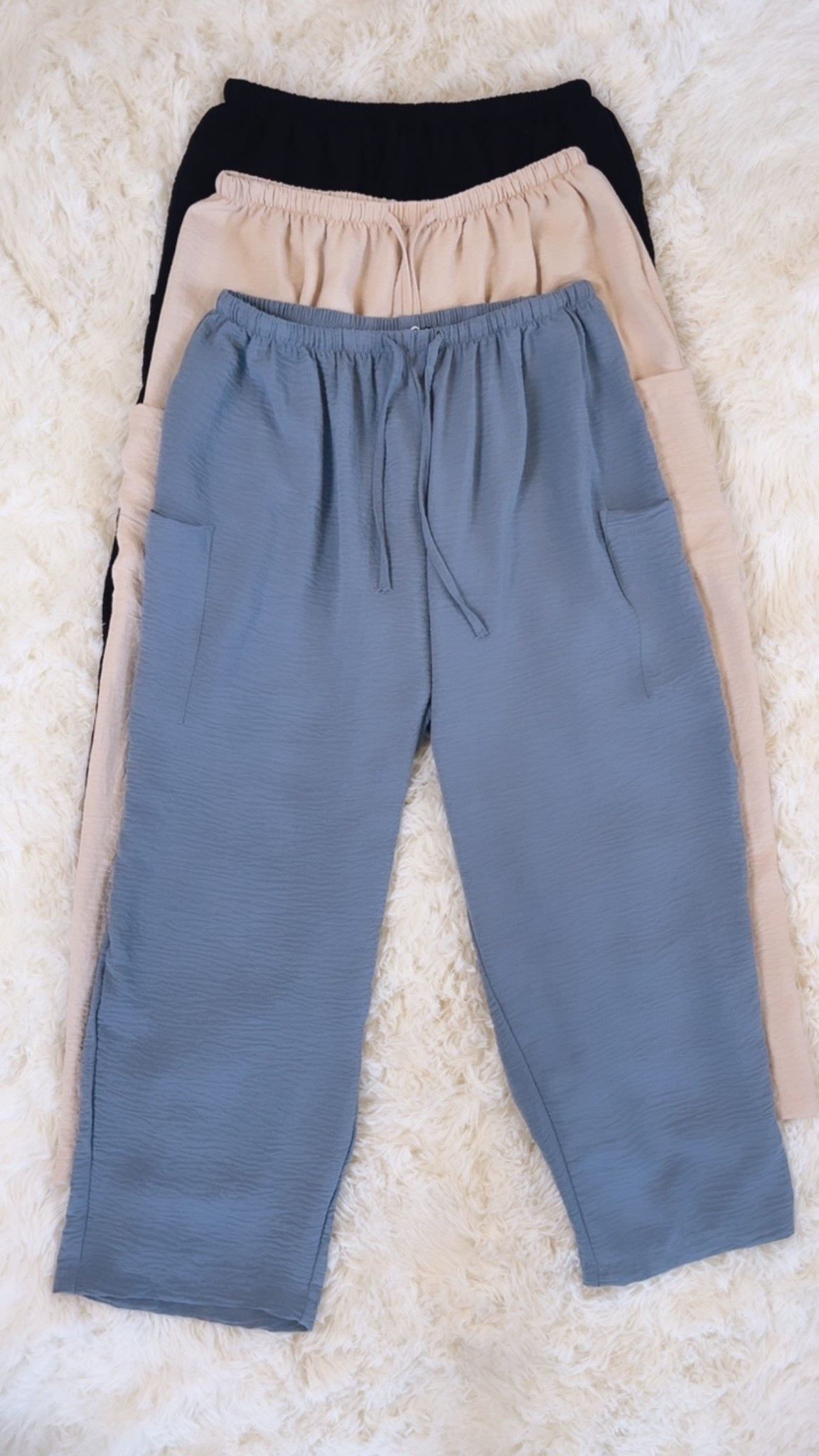 Cute and comfy summer pants! Pull on style with a functional drawstring! Two side pockets, cozy gauzy material. Wearing black, earth blue & apricot, the light color is not see through!🙌

#LTKSeasonal #LTKTravel #LTKPetite