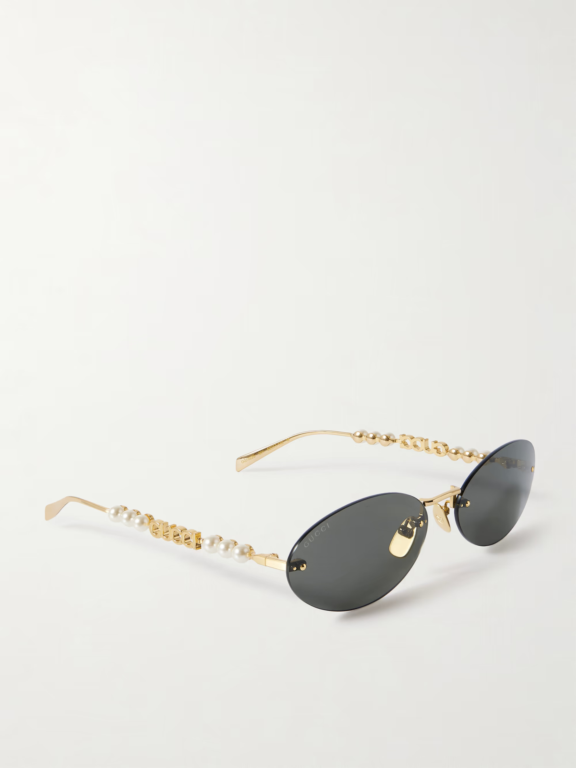Faux pearl-embellished oval-frame gold-tone sunglasses | NET-A-PORTER (UK & EU)