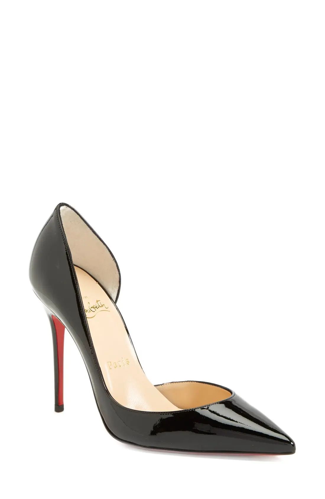 Christian Louboutin 'Iriza' Pointy Toe Half d'Orsay Pump, Size 12Us in Black at Nordstrom | Nordstrom