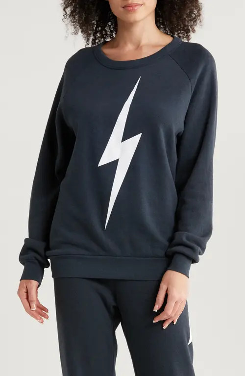 Aviator Nation Bolt Crewneck Sweatshirt in Charcoal at Nordstrom, Size X-Small | Nordstrom