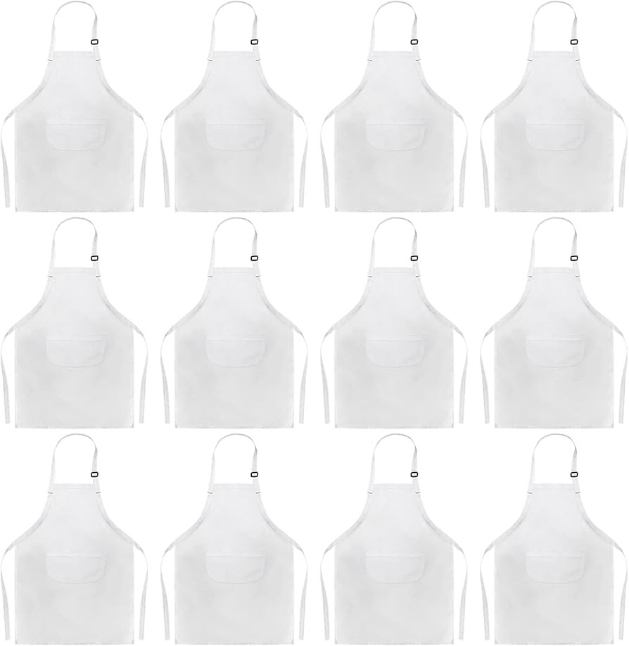 DEAYOU 12 Pack White Child Apron with Pocket, Plain Aprons for Girl, Boy, Kids, Cooking, Baking, ... | Amazon (US)