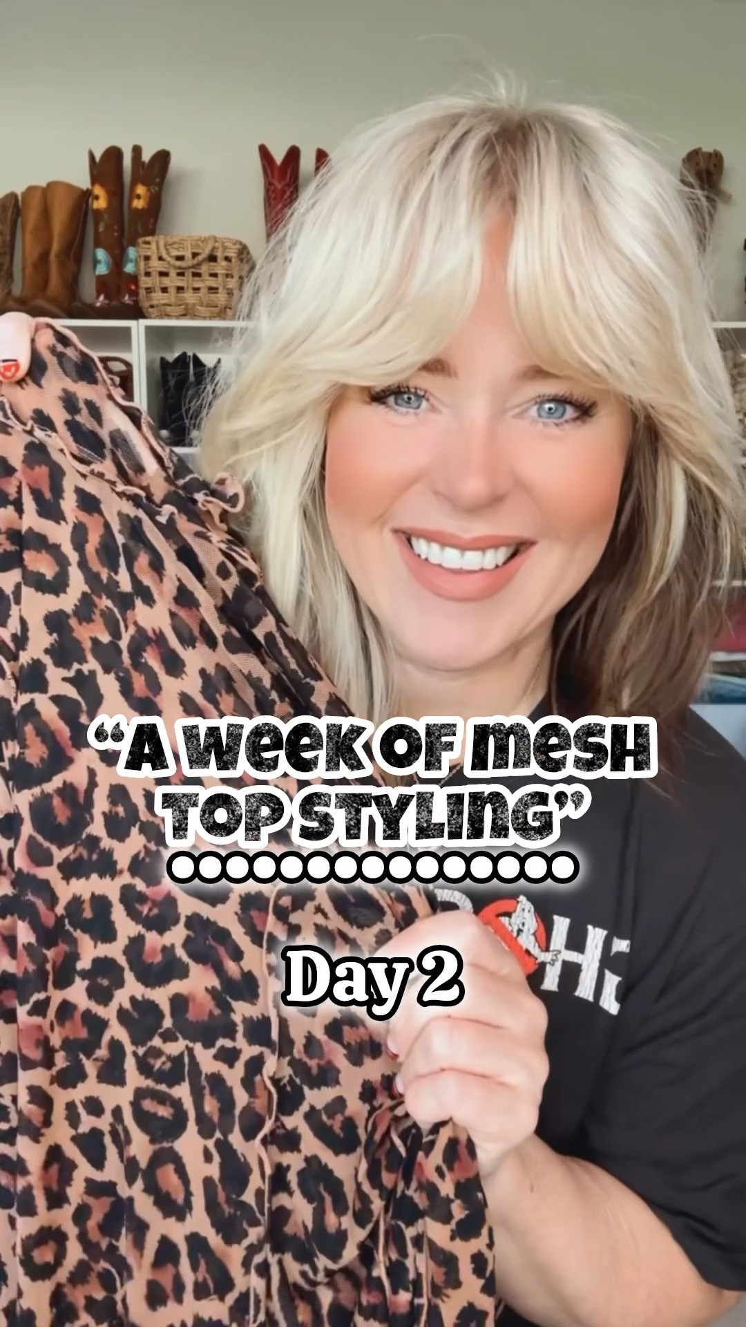 A week of mesh top styling! 🐆✨
A leopard mesh top is fun to pattern mix with since it’s basically a neutral. 
Mesh top M
Cardigan M
Leggings M 
Boots true to size 
✨Save with code MANDIE50 on @twistedsilver monthly box Twisted Girls Club. (Can’t link it here)