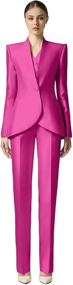TIANMEI Womens Satin Suits 3 Pieces Slim Fit Suit for Women Casual Dressy Outfits Womens' Tuxedo ... | Amazon (US)