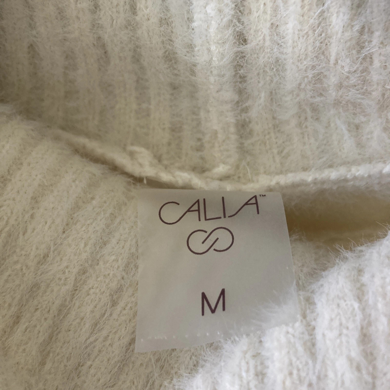 Calia Brushed Eyelash Knit Turtleneck Sweater Women's Medium Cream Soft | eBay US