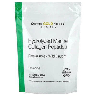 California Gold Nutrition, Hydrolyzed Marine Collagen Peptides, Unflavored, 7.05 oz (200 g) | iHerb