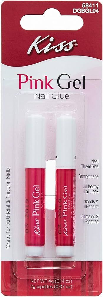 Kiss Pink Gel Nail Glue w/ 2 Pipettes (1 Pack) | Amazon (US)