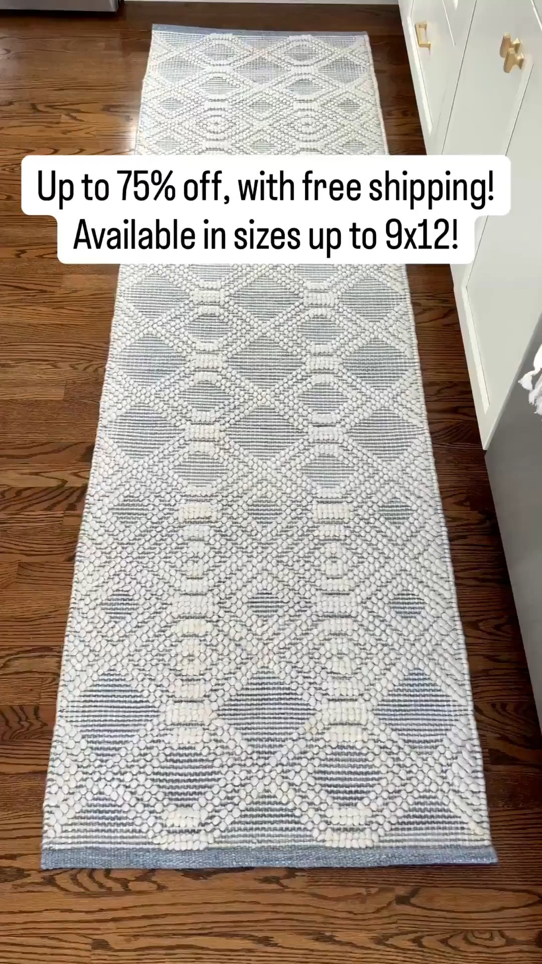 Major sale on my runner! It's also available in standard sizes, up to 9x12! - coastal home decor, wayfair rugs, beach house rugs, lake house rugs, kitchen runners, bedroom rugs, neutral rugs, blue & white rugs rugs, 9x12 rugs, 8x10 rugs, 5x8 rugs, 3x5 rugs, 10x14 rugs, 12x15 rugs, rugs on sale, coastal decor, coastal rugs, blue rugs, textured rugs, ryder rug look for less, affordable rugs, designer looks for less