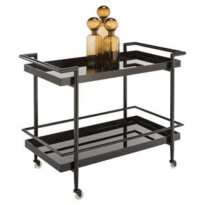 Sunpan Livingston 36" Modern Metal and Glass Bar Cart in Black | Cymax