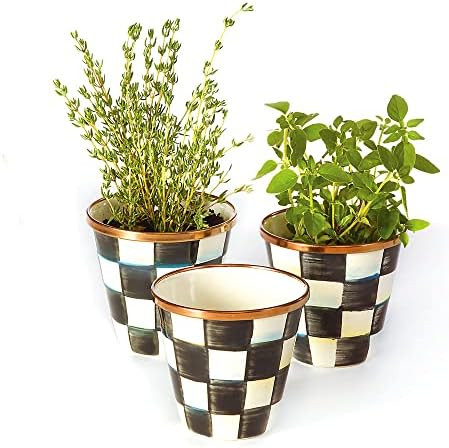 MacKenzie-Childs Courtly Check Herb Planters, Herb Garden Pots for Indoor Gardening, Set of 3 | Amazon (US)