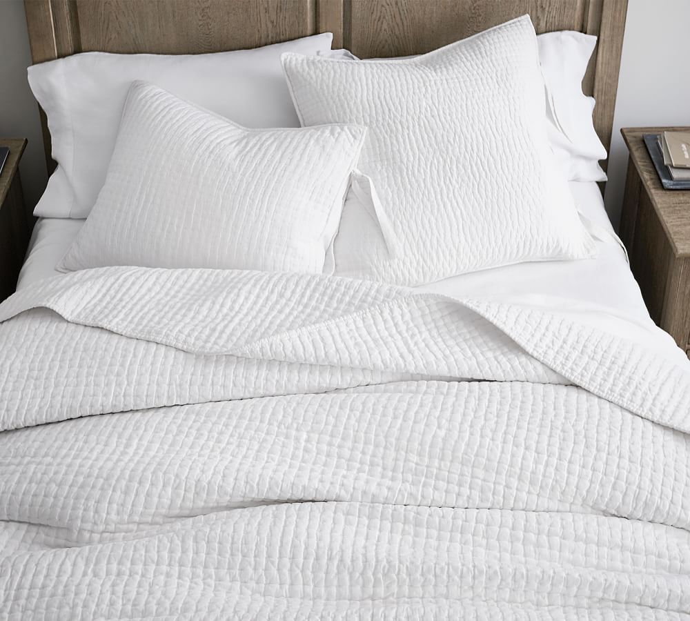 Pick-Stitch Handcrafted Cotton Linen Quilt & Shams | Pottery Barn (US)