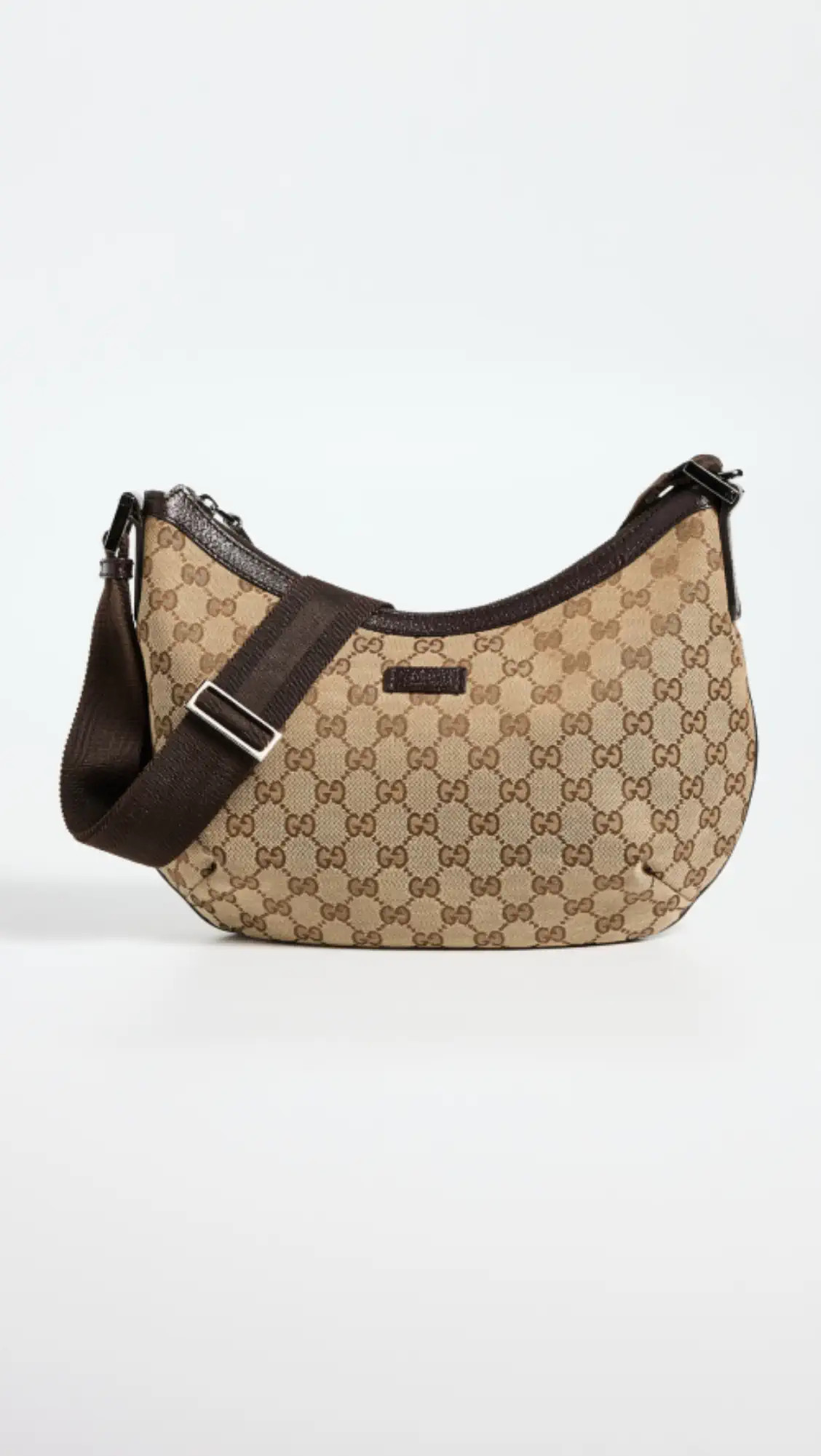 What Goes Around Comes Around Gucci Brown Canvas Web Round Messenger | Shopbop | Shopbop