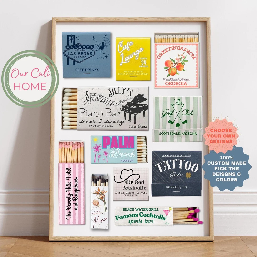 Custom Matchbook Art, Matchbook Poster, Personalized Matchbox Gift, Matchbook Anniversary Gift, V... | Etsy (US)