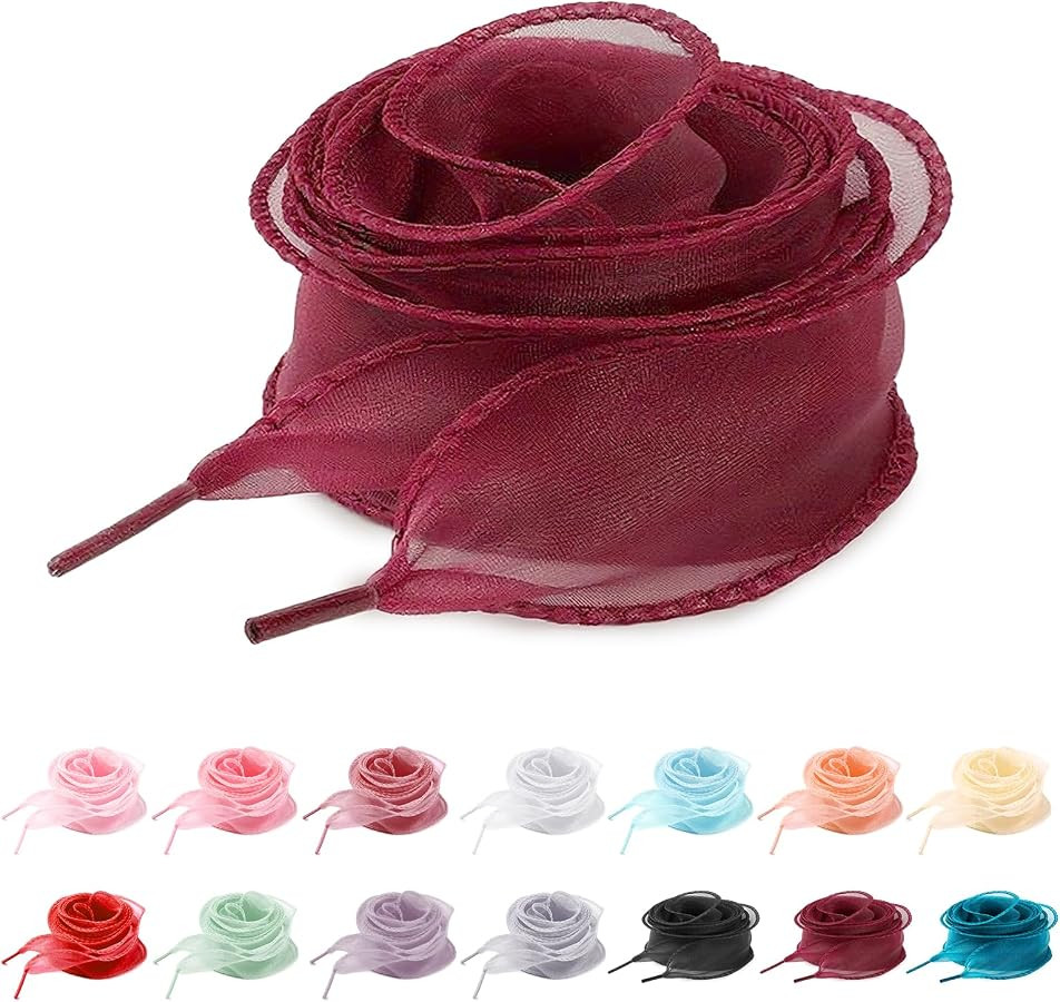 UamGlsob 4CM Fancy Organza Silk Shoe Laces for Womens Sneakers | Amazon (US)