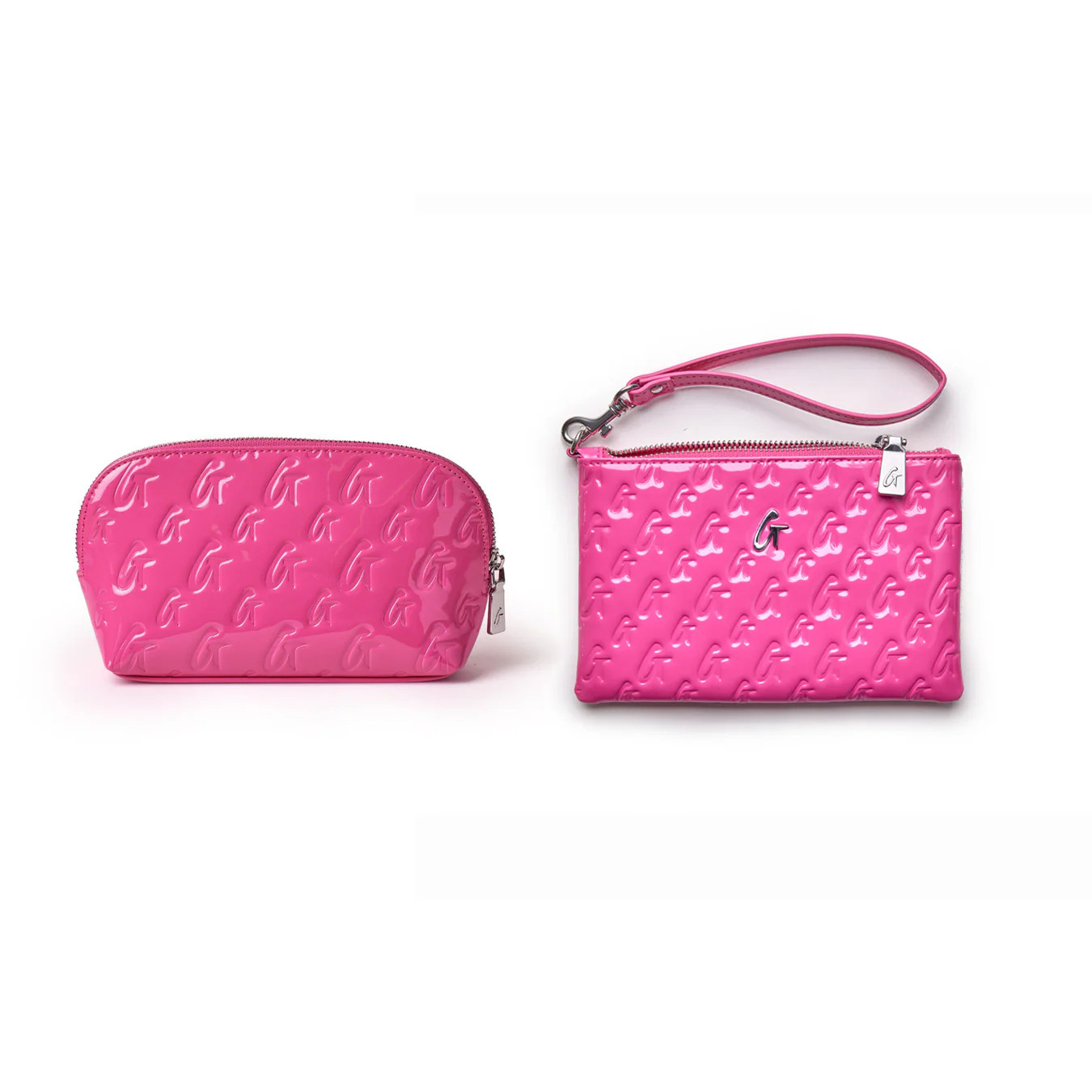 COSMETIC POUCH AND WRISTLET BUNDLE - MIRROR HOT PINK | Glam-Aholic Lifestyle