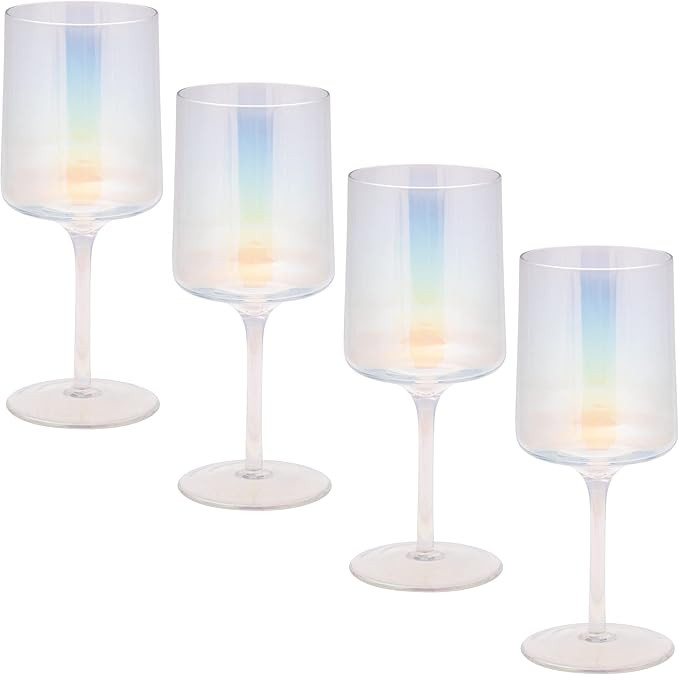 Karma Mid Century Wine Glass Iridescent Set Of Four | Amazon (US)