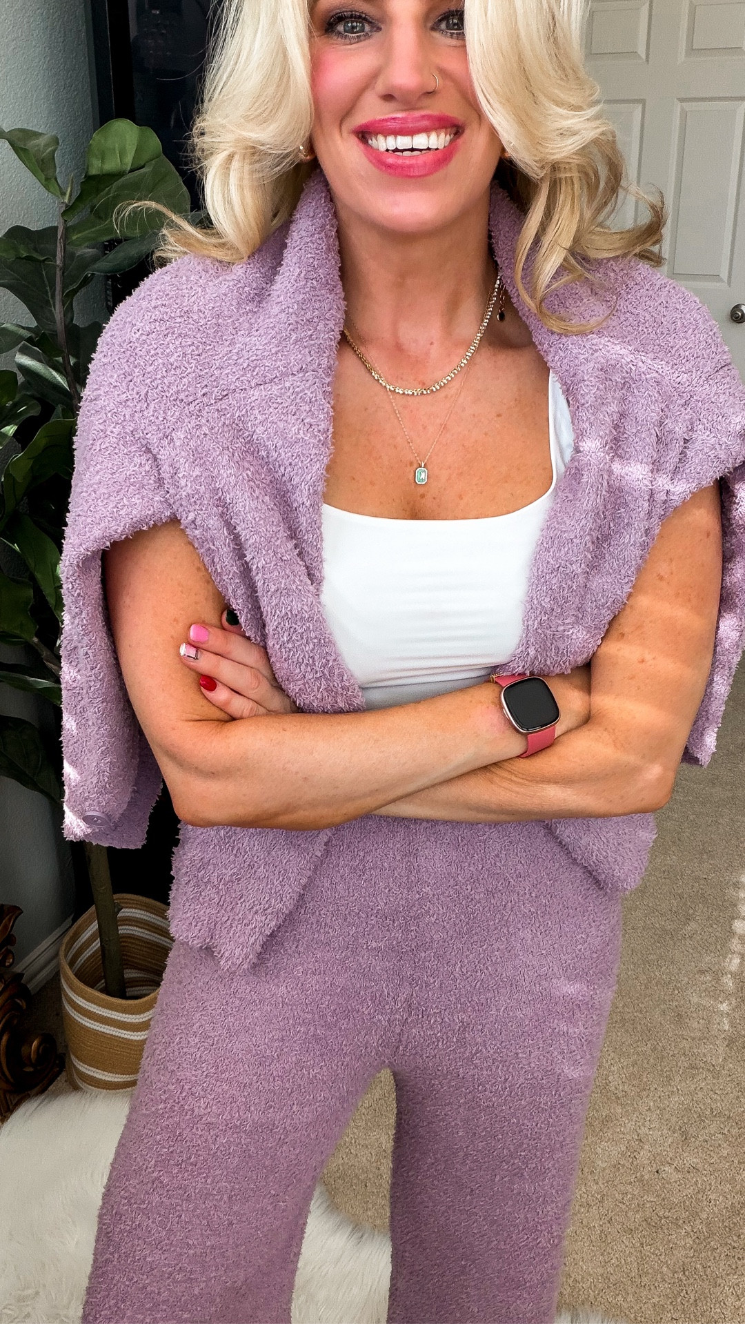 Cozy-but-cute outfit on Amazon
Feels like barefoot dreams and so perfect for the winter ❄️ months 
Fits tts but size up if you want roomier —wearing a medium 
Can be worn together or separate 

#LTKOver40 #LTKSaleAlert #LTKFindsUnder50