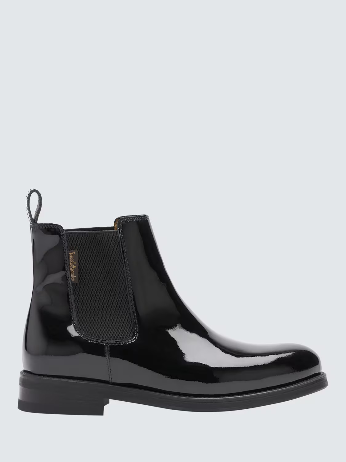 Russell & Bromley Surrey Patent Leather Chelsea Boots, Black | John Lewis (UK)