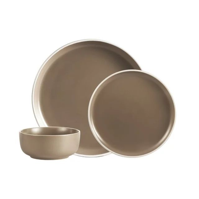 Safdie & Co. 12-piece Cylinder Dinnerware Set, Matte Beige, Two-toned | Walmart (US)