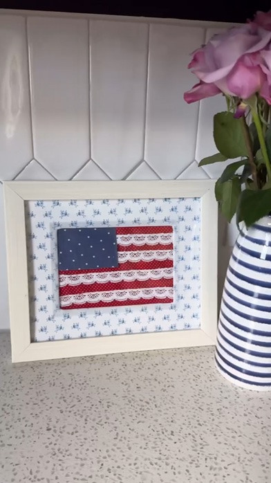 Another Pinterest win 🇺🇸 I love Pinterest so much. I saw the fabric frames, so I had to add a fabric flag. 

Comment FLAG and I’ll send a message of everything I used 

What you need 
8x10” frame 
Frame mat for 8x10” frame(flag space is 5x7”)
3 different fabric pieces(each 20x20”) 
Lace ribbon 
Fabric glue or hot glue

#patrioticdecor #redwhiteblue #summerdiy #americana #fourthofjulyweekend fourthofjuly 4thofjuly keepsakecrafts craftideas craftymom memorialdayweekend seasonaldecor

#LTKSeasonal #LTKSaleAlert #LTKHome