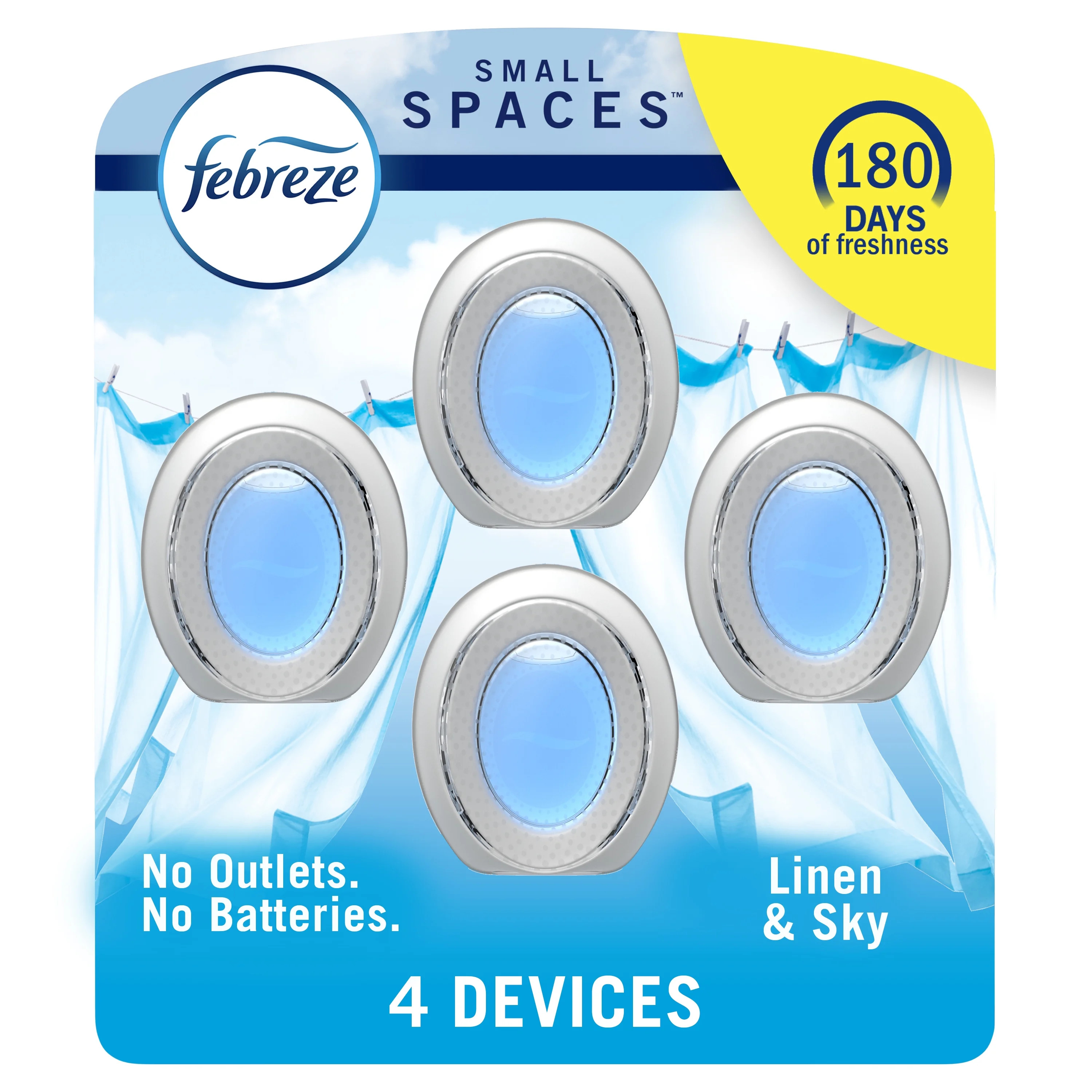 Febreze Small Spaces Air Freshener Linen & Sky, 4ct, 30ml | Walmart (US)