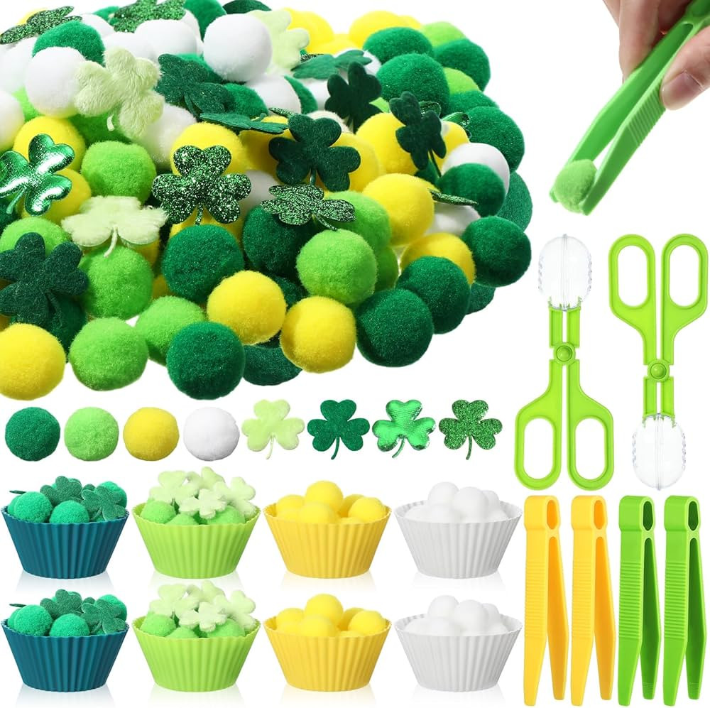 294 Pcs St. Patrick's Day Sorting Counting Fine Motor Skills Sensory Bin Filler Set Includes 8 So... | Amazon (US)