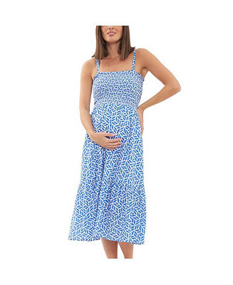 Ripe Maternity Capri Shirred Dress White/Lapis - Macy's | Macy's