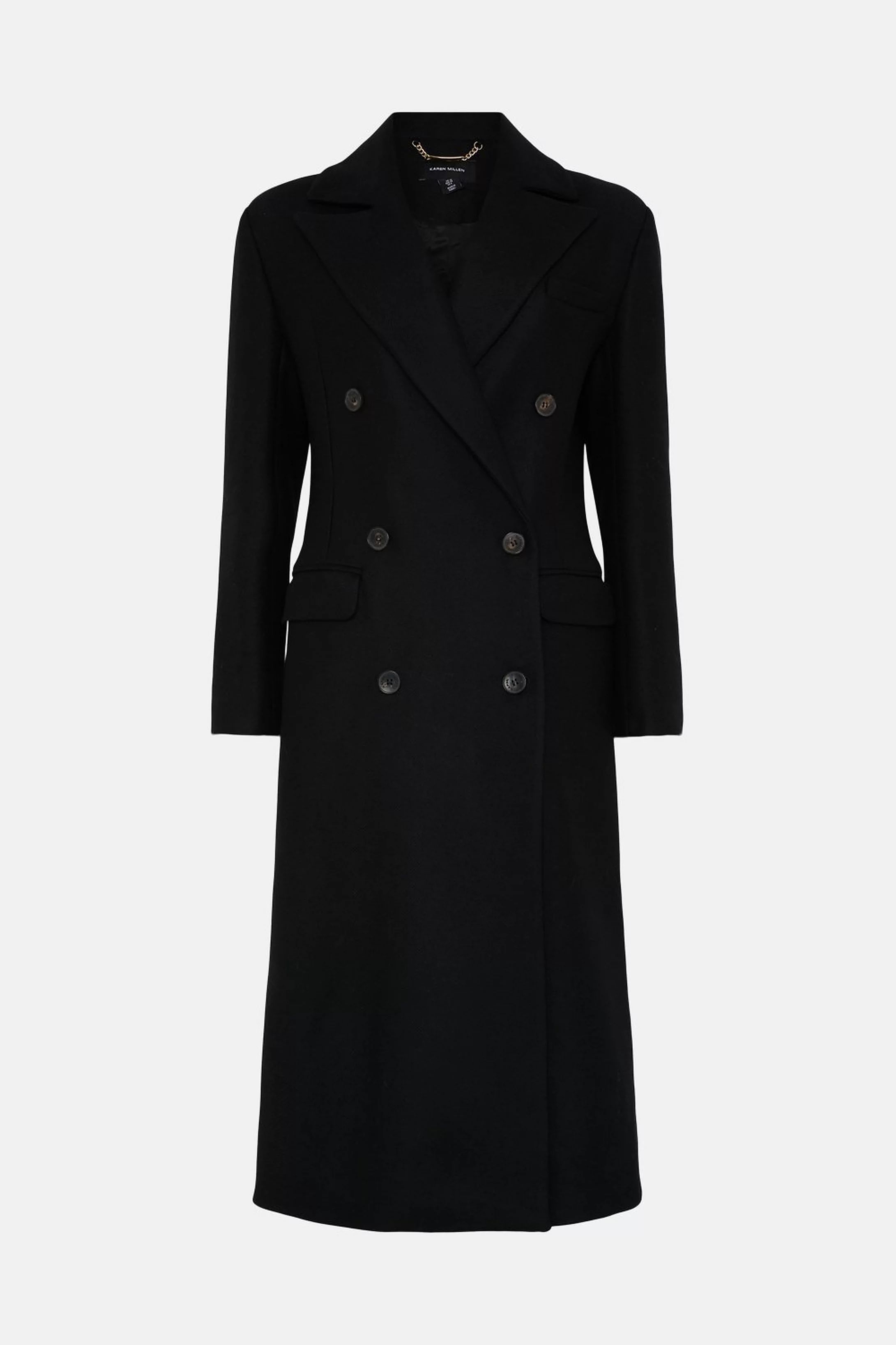 Italian Virgin Wool Strong Shoulder Anti Fit Coat | Karen Millen UK + IE + DE + NL