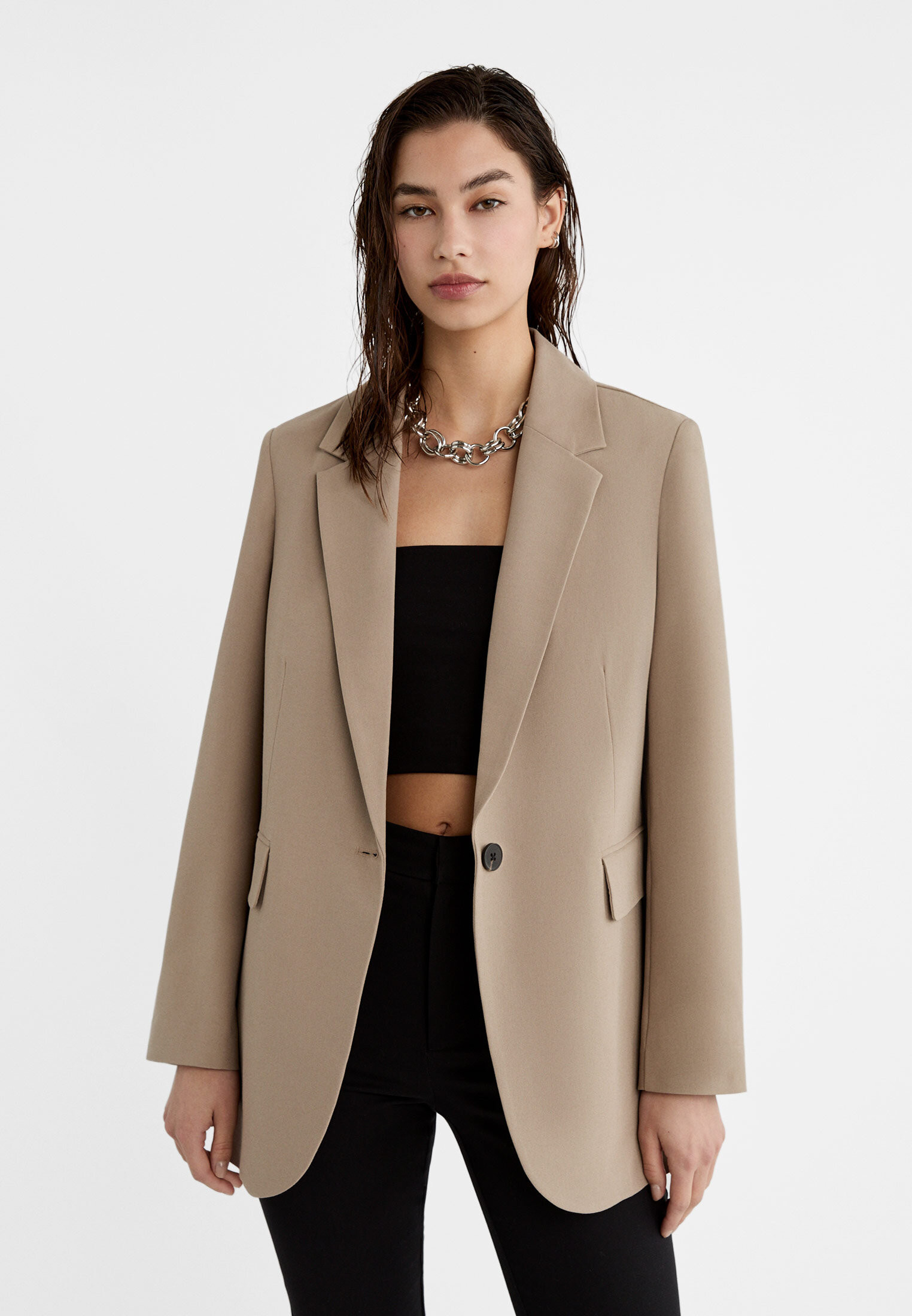 Regular fit blazer - Women's Blazers | Stradivarius United Kingdom | Stradivarius (UK)