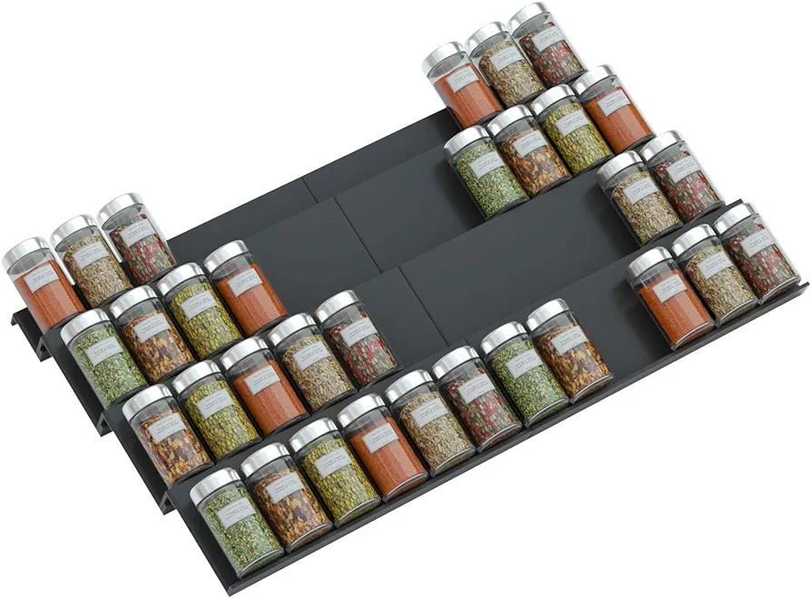 NIUBEE Adjustable Expandable Acrylic Spice Rack Tray - 4 Tier Spice Drawer Organizer for Kitchen ... | Amazon (US)