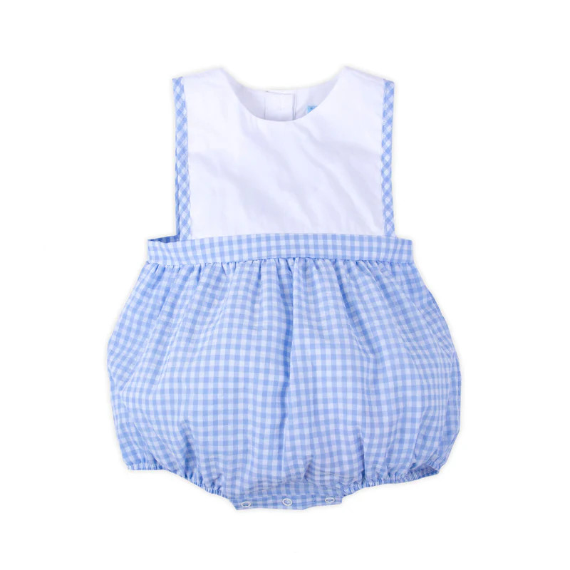 Light Blue Gingham Bib Bubble | Classic Whimsy