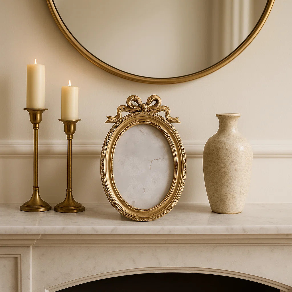 Stylish Oval Photo Frame With Bow Top Detailing - Decorative Frame For Wall Decor Accent - Displa... | Wayfair North America