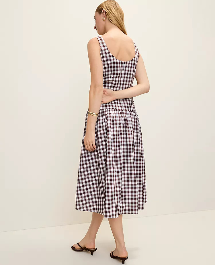 Gingham Flare Midi Dress | Ann Taylor