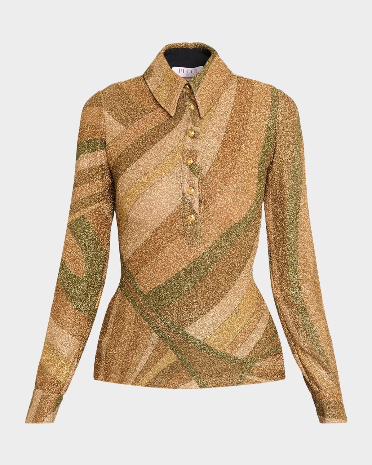 Iride-Print Lame Jersey Polo Shirt | Neiman Marcus