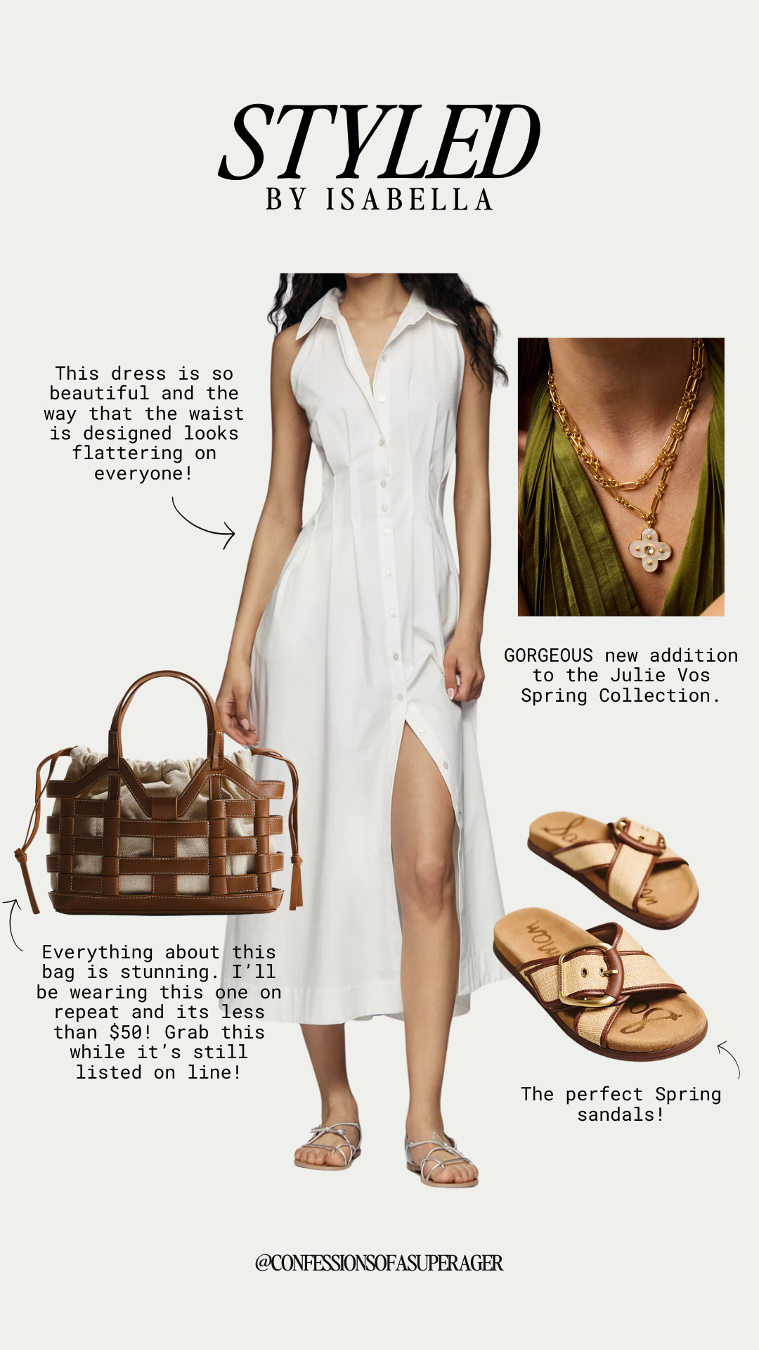 The perfect effortless spring dress 🤍 This white sleeveless midi dress with a flattering cinched waist is the ultimate chic, timeless wardrobe staple—easy to dress up or down all season. Styled with comfortable spring sandals, a gorgeous woven handbag under $50, and a gold statement necklace, this look gives elevated minimalist style with a designer feel for less. Tap to shop these spring outfit essentials and affordable luxury finds before they sell out! #LTKStyle #LTKFinds #SpringStyle #WhiteDress #MidiDress #EffortlessStyle #MinimalChic #SpringOutfit #CapsuleWardrobe #AffordableFashion #EverydayStyle #NeutralStyle #LTKFashion #TimelessStyle #WarmWeatherStyle 

 

#LTKSpringSale #LTKootd #LTKSeasonal