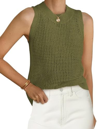 PRETTYGARDEN Womens Summer Crochet Tank Tops Knit Sweater | Amazon (US)