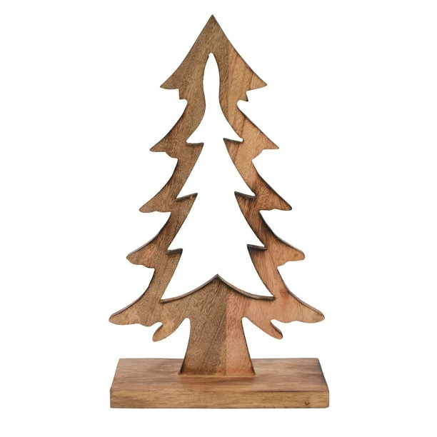Holiday Time Natural Wood Decor Mini Christmas Tree Tabletop Decoration, 12-inch | Walmart (US)