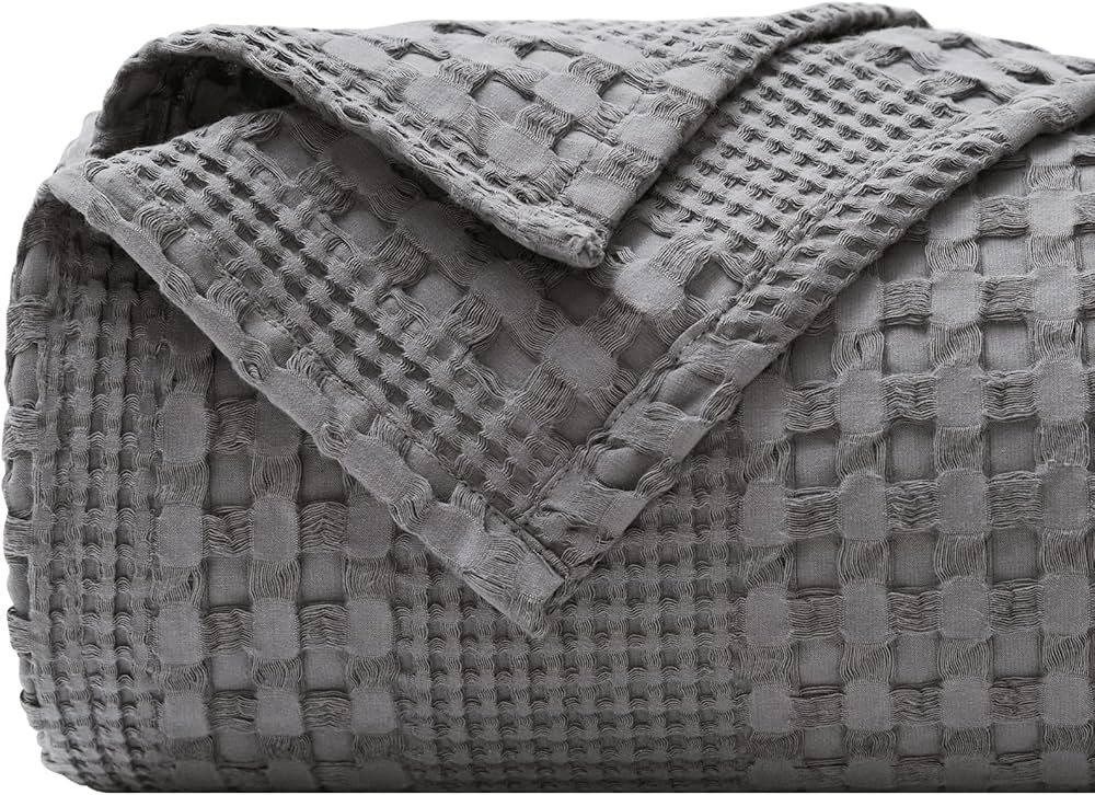 PHF 100% Cotton Waffle Weave Blanket Queen Size - Washed Soft Breathable Skin-Friendly Blanket- P... | Amazon (US)