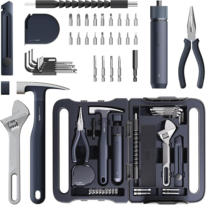 HOTO 40-Piece Tool Kit, Household Essentials Tool Set w/Smart Electric Screwdriver (LED, 3 Torque... | Amazon (US)
