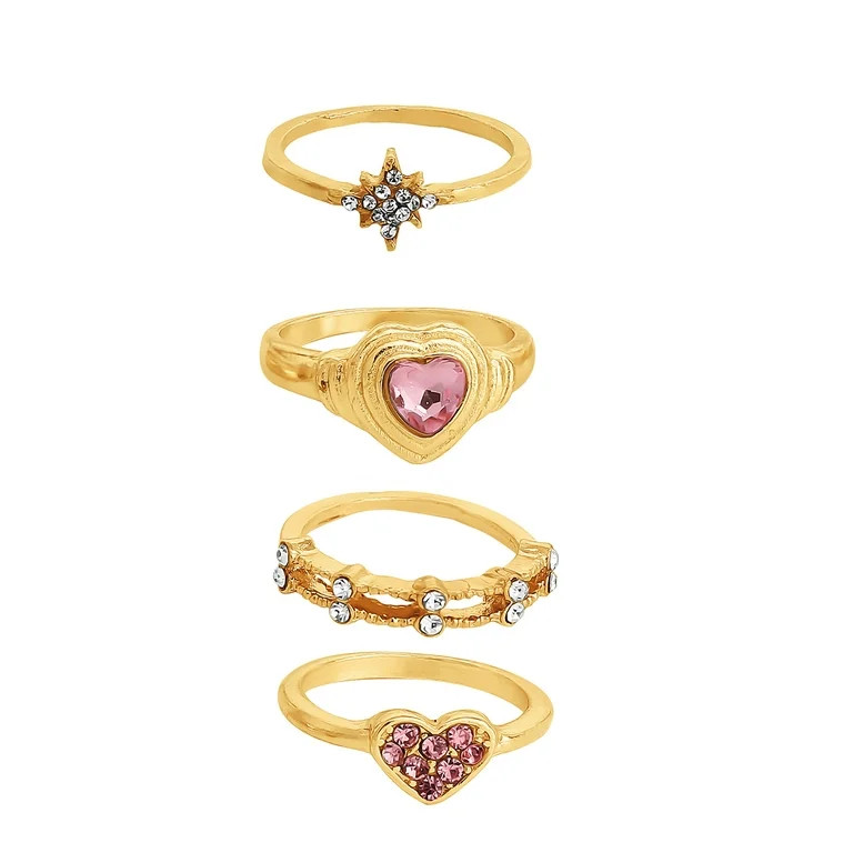 Jessica Simpson Heart Ring Set, Set of 5 | Walmart (US)