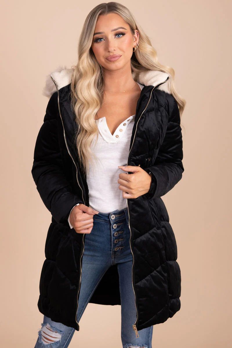 Crisp Air Velvet Quilted Coat | Bella Ella Boutique, LLC