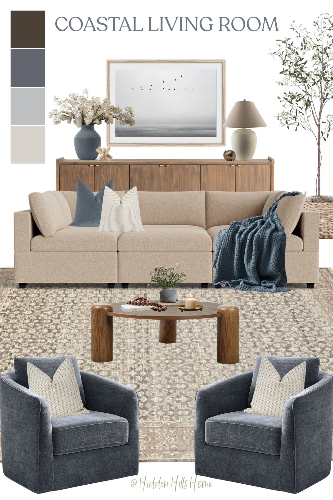 Coastal living room decor mood board, living room design, home decor ideas, living room accent chairs, coffee table, rug, home decor, cozy living room inspiration

#LTKHome #LTKSaleAlert #LTKSeasonal
