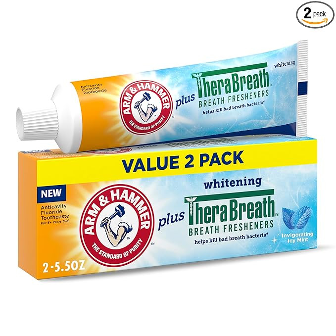 ARM & Hammer Toothpaste Plus TheraBreath Breath Fresheners, ICY Mint Flavor, Teeth Whitening Toot... | Amazon (US)