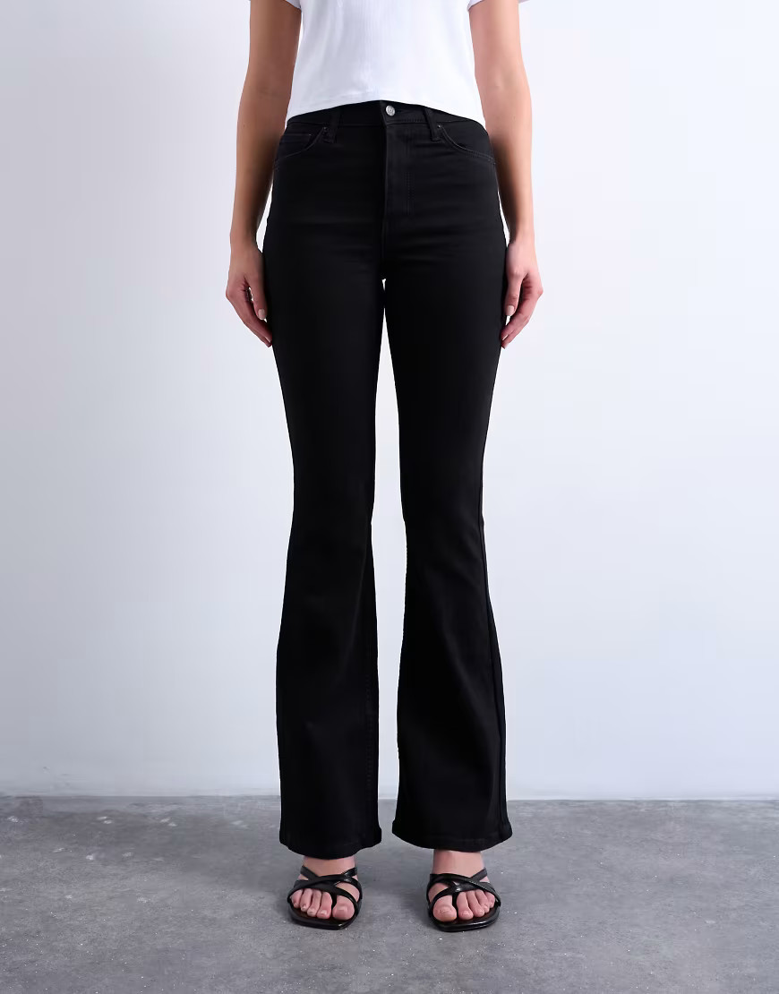 Topshop Jamie flare high rise jeans in black | ASOS (Global)