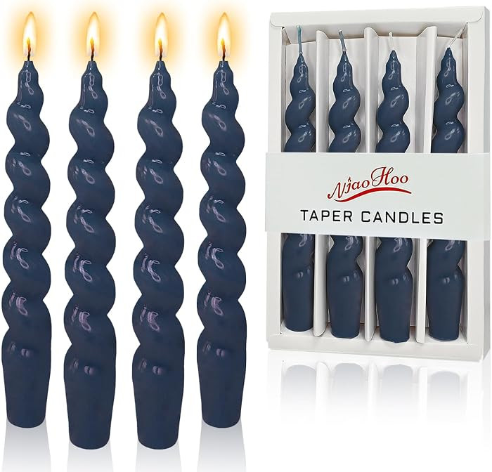 NJAO HOO 7.5 Inch Spiral Candlesticks Navy Taper Candle Colored Short Tapered Candles Twisted Tap... | Amazon (US)