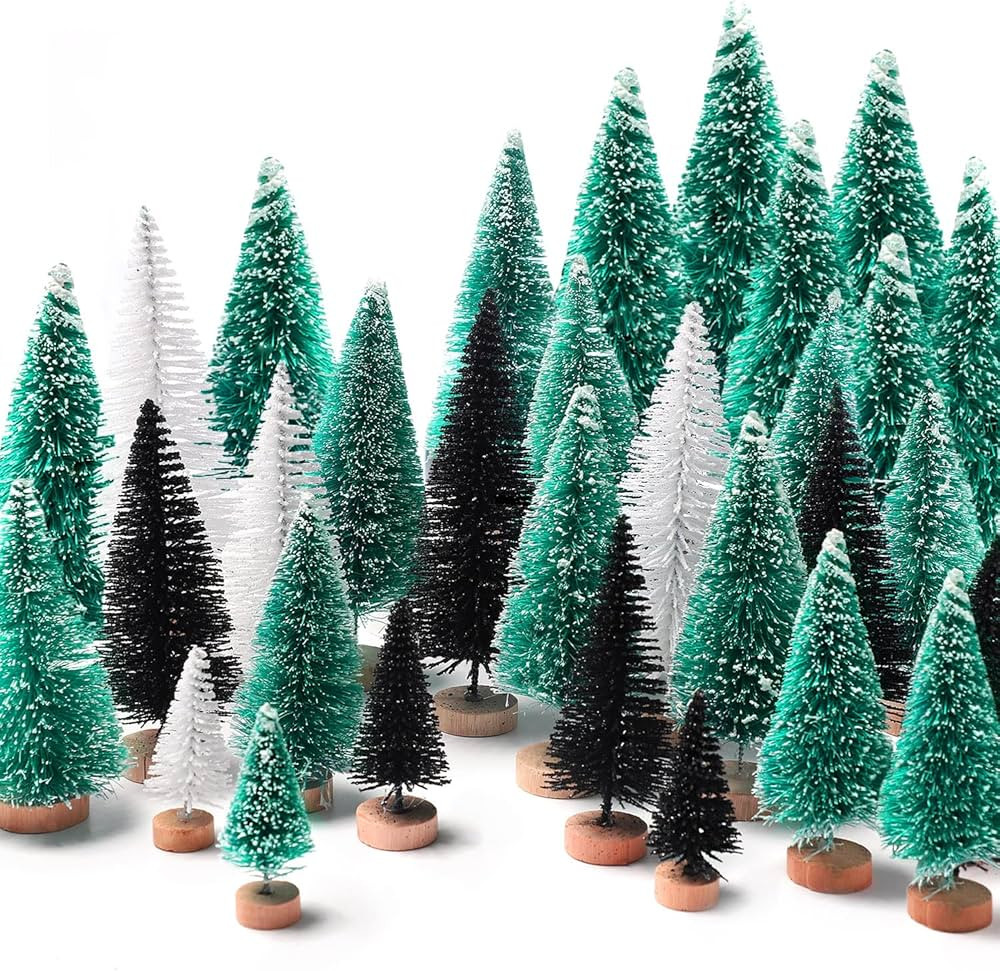 30Pcs Mini Christmas Trees, Artificial Christmas Tree Bottle Brush Trees Christmas with 5 Sizes, ... | Amazon (US)