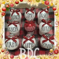 Reindeer Names Plastic Ornaments, Rae Dunn Inspired Christmas | Etsy (US)