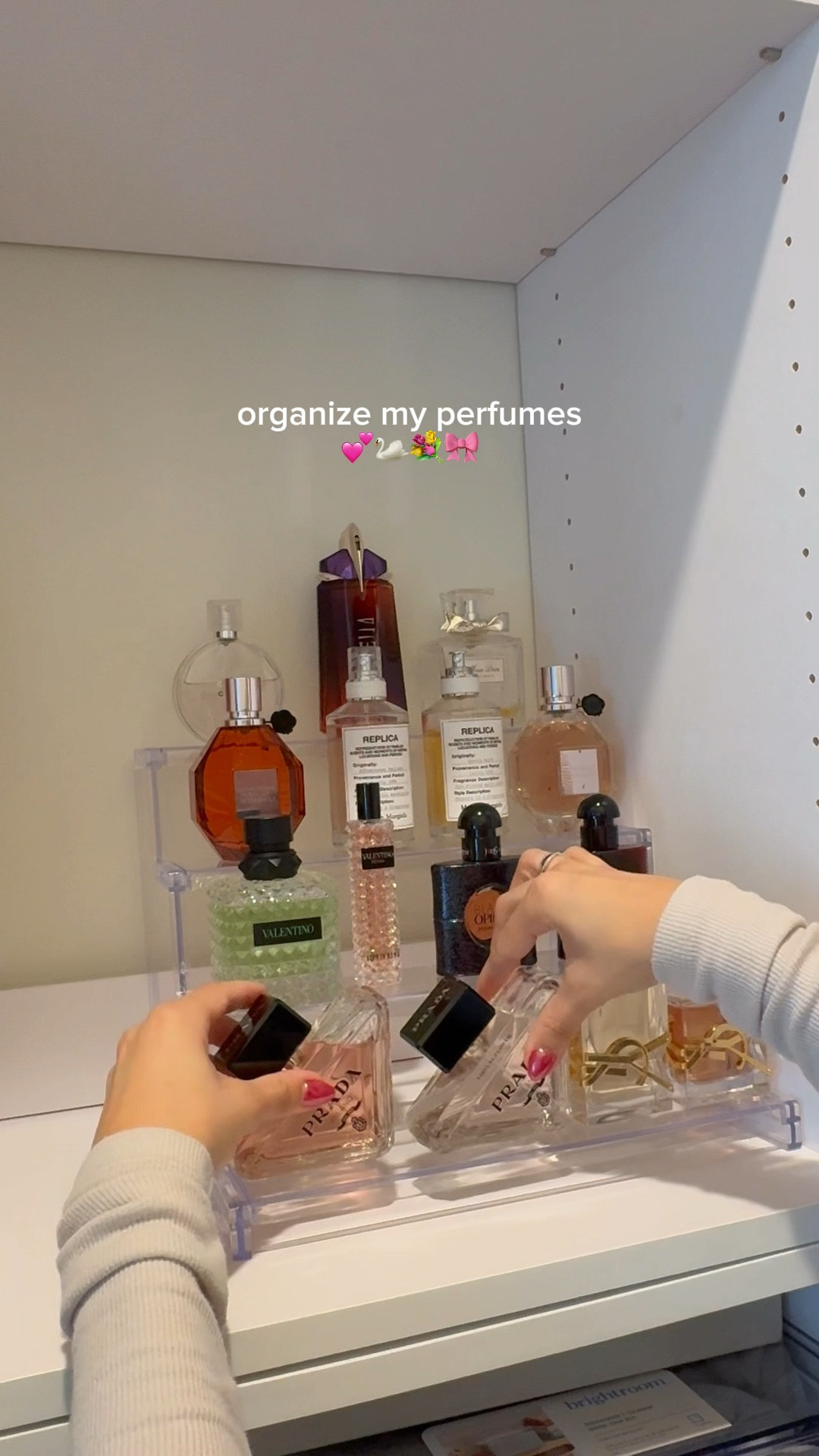 organize my perfumes with me 💕🦢💐🎀 

#perfume #fragrance #perfumecollection #perfumelovers #fragrancecollection #amazonfinds #organization #organizingideas #newyearcleaning #organizewithme #Flowerbomb #organizinginspiration #explore #homeorganizing #BornInRoma #SpikeValentino #perfumetok
#GiftedByValentinoBeauty #FlowerbombTigerLily #GiftedbyMaisonMargiela #REPLICAByTheFireplace #replicaonadate #GiftedByPradaBeauty #PradaFragrances #PradaParadoxe #yslbeauty #giftedbyyslbeauty #GiftedByViktorAndRolfFragrances

#LTKFindsUnder100 #LTKBeauty #LTKFindsUnder50