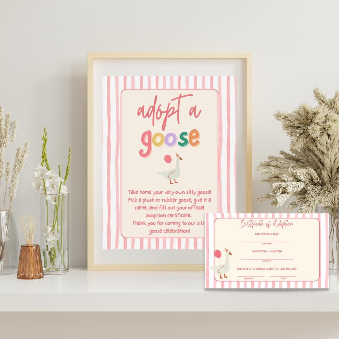 Adopt a Goose Party Game: Silly Goose Birthday, Adoption Certificate (printable Template) - Etsy | Etsy (US)